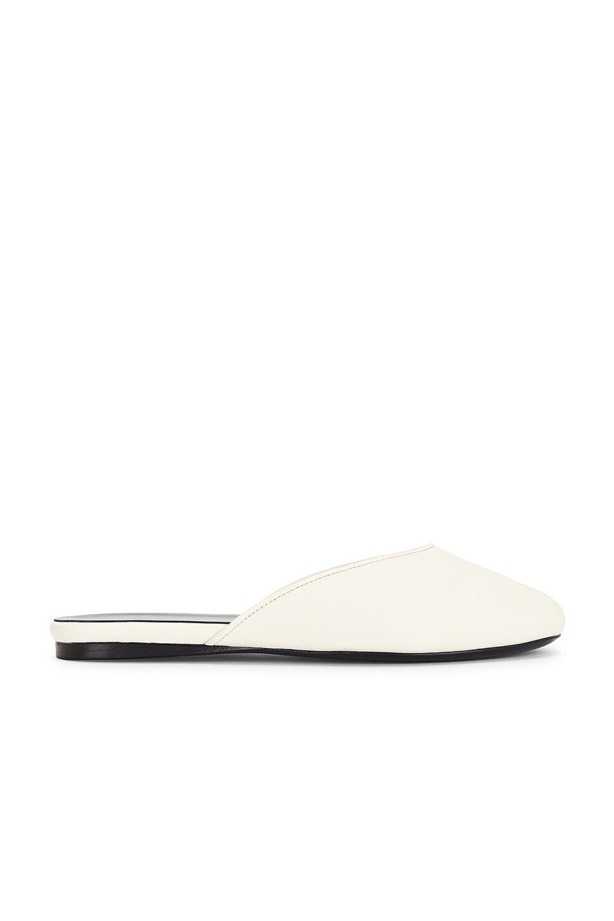 Jude Date Flat in Off-White Leather slip on slipper
